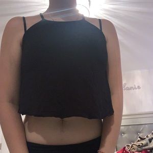 High neck black tank top